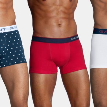 Gant Basic CS Trunks White/Star 3-pack * Fri Frakt *