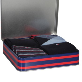 Tommy Hilfiger Men Socks 23 Giftbox Blue Red 4-pack * Fri Frakt *