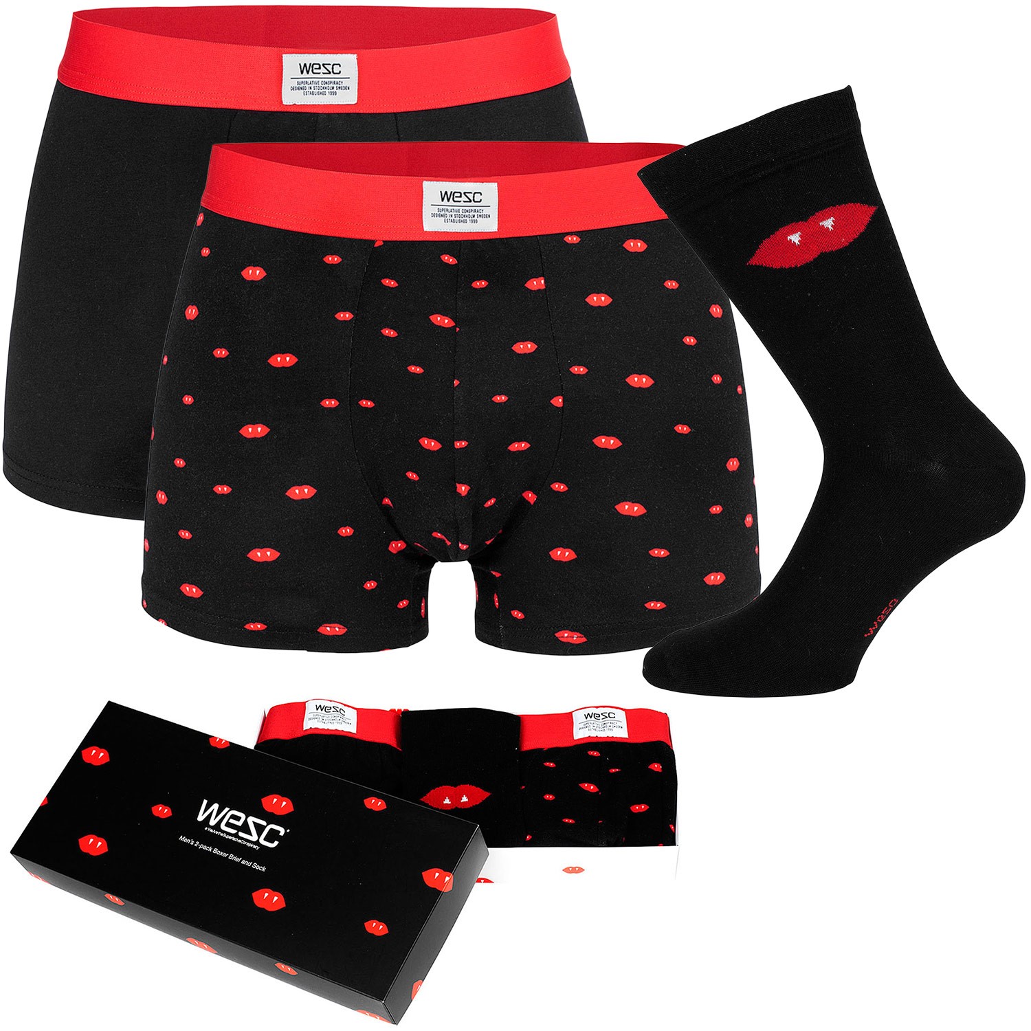 3Pakning WESC Fang Boxer Briefs and Sock Box Boxer Underbukser