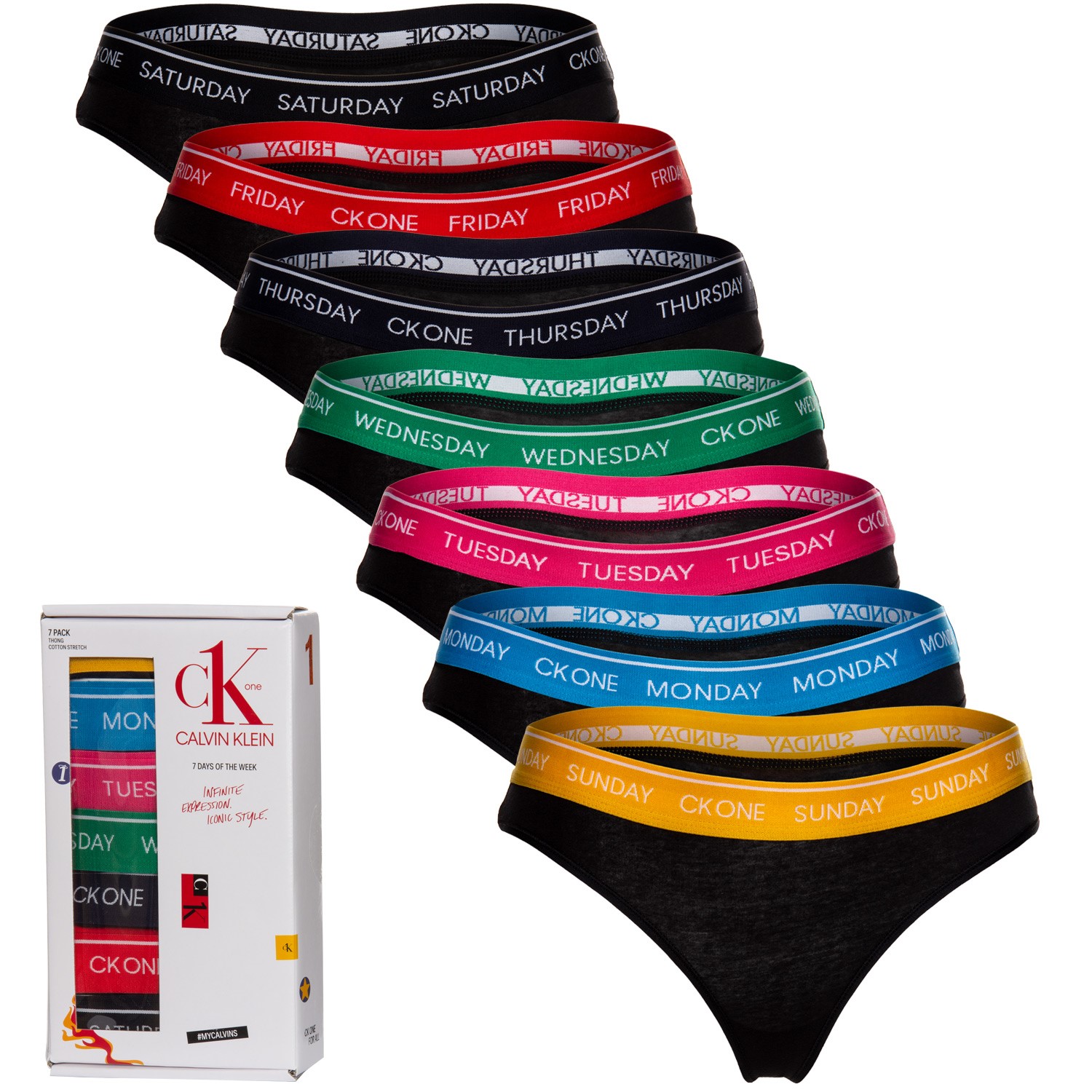 7-Pack Calvin Klein CK One Days Of The Week Thongs Flerfärgad